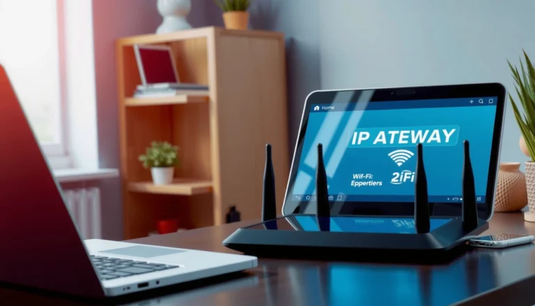 Illustration showing quick steps to find gateway IP address on a computer.