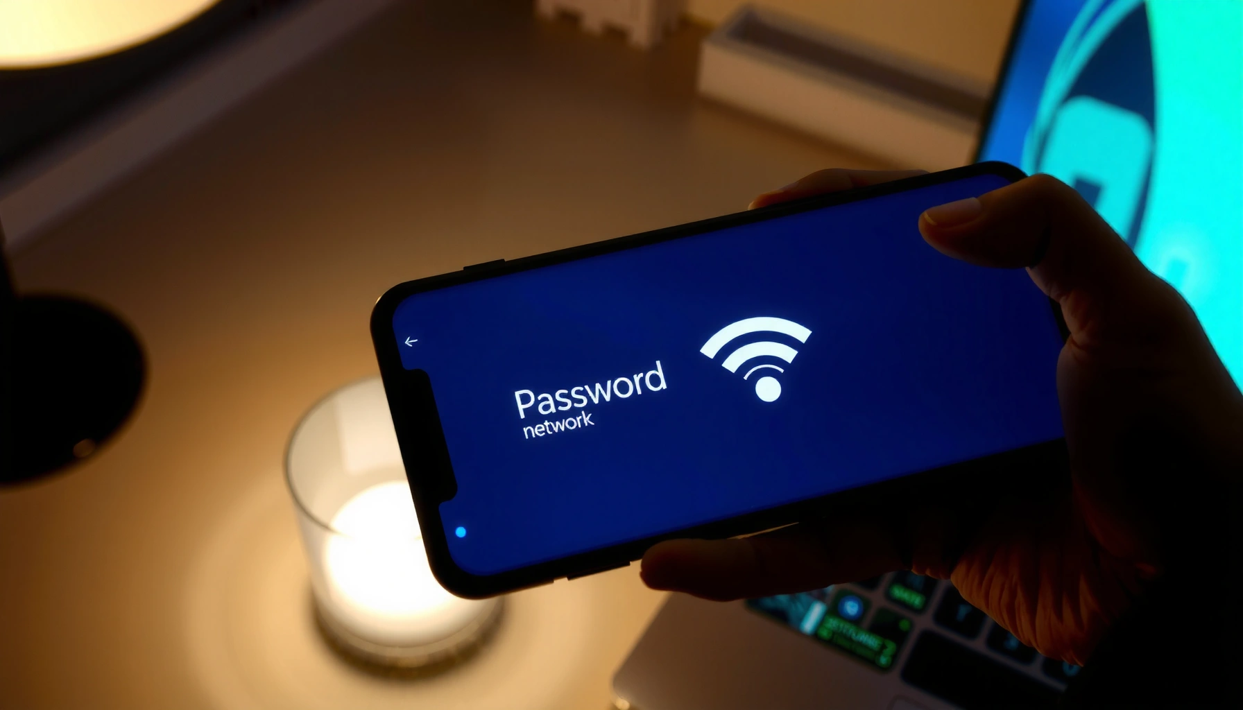 An Android device displaying the WiFi password retrieval process for users.