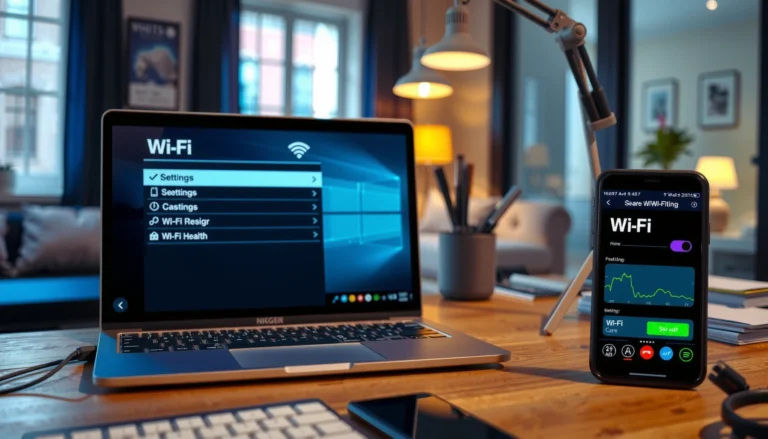 A laptop screen displaying steps to find WiFi password quickly and easily.