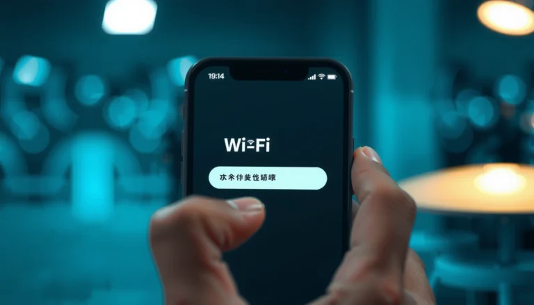 User checking WiFi password on a smartphone screen for connectivity.