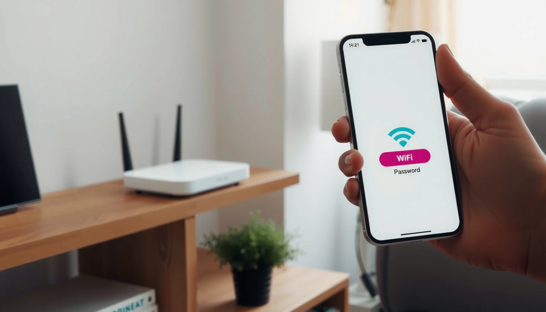 A person accessing WiFi settings to find their network password easily.