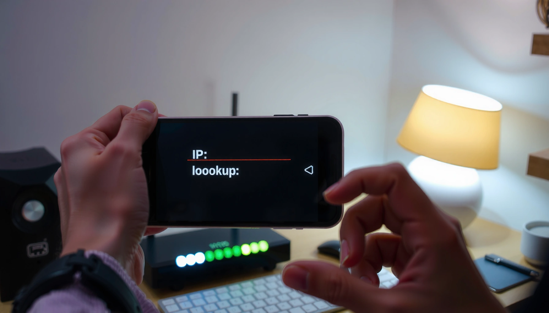Illustration showing steps to find the IP address of a router for network configuration.