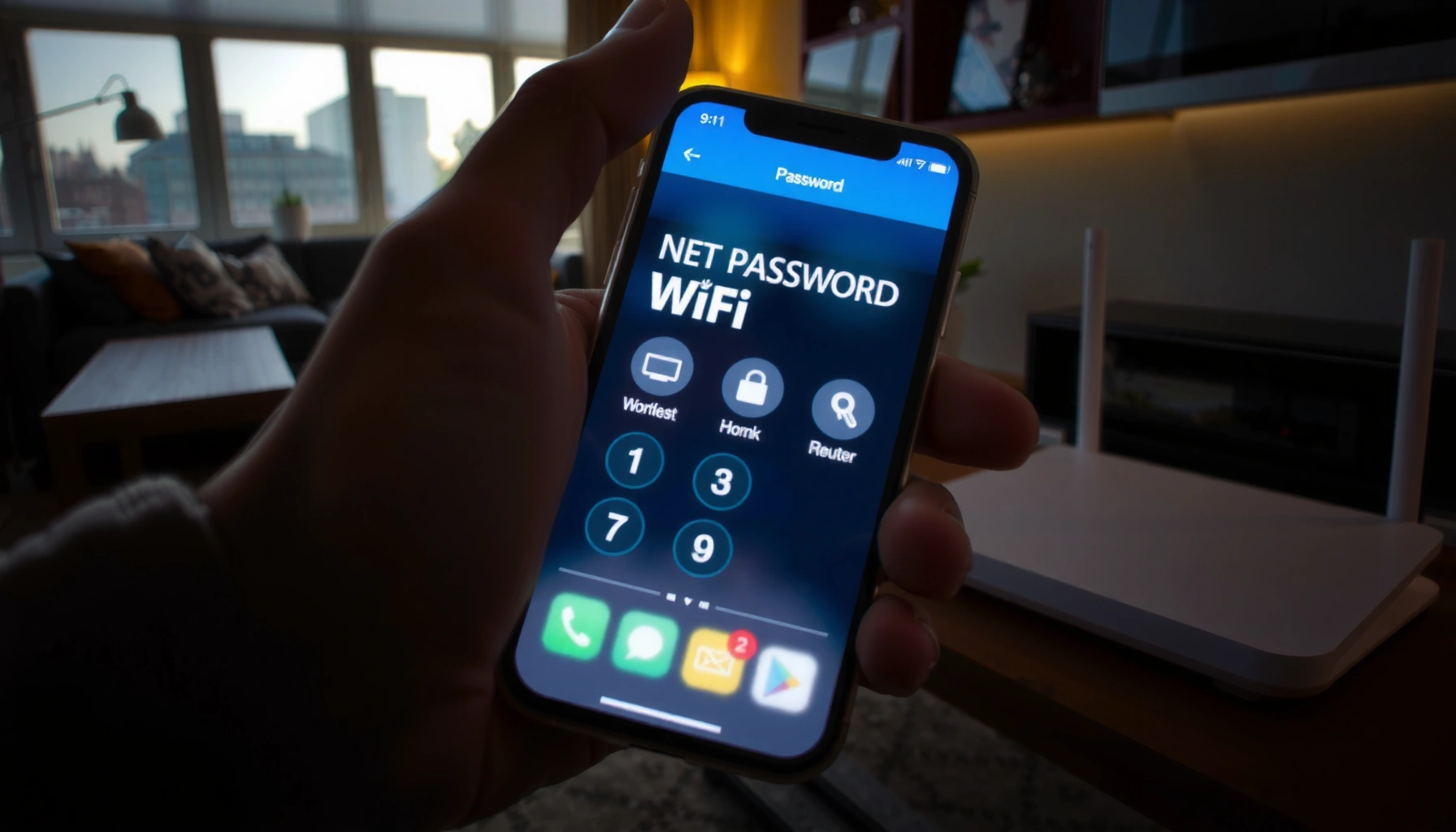 A person looking for their WiFi password on a device, illustrating quick ways to find it.