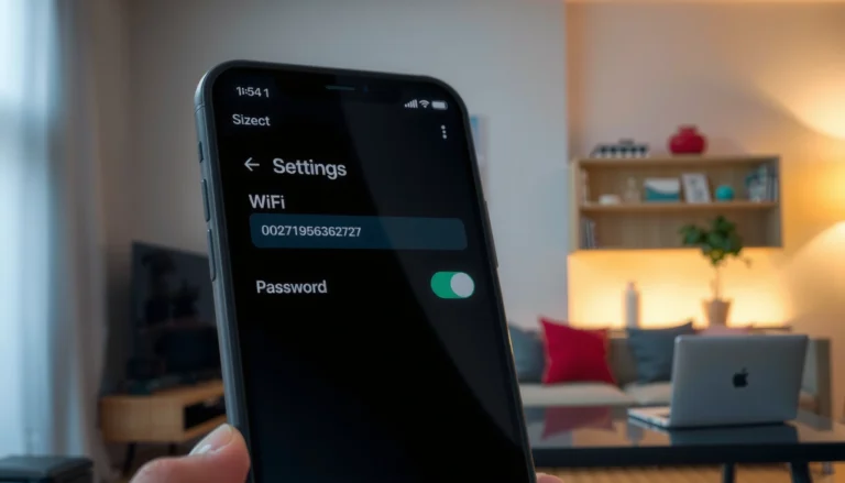 A person checking their phone to find the WiFi password easily.