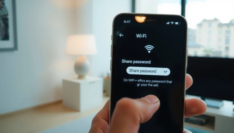 A person accessing their phone to find the WiFi password.