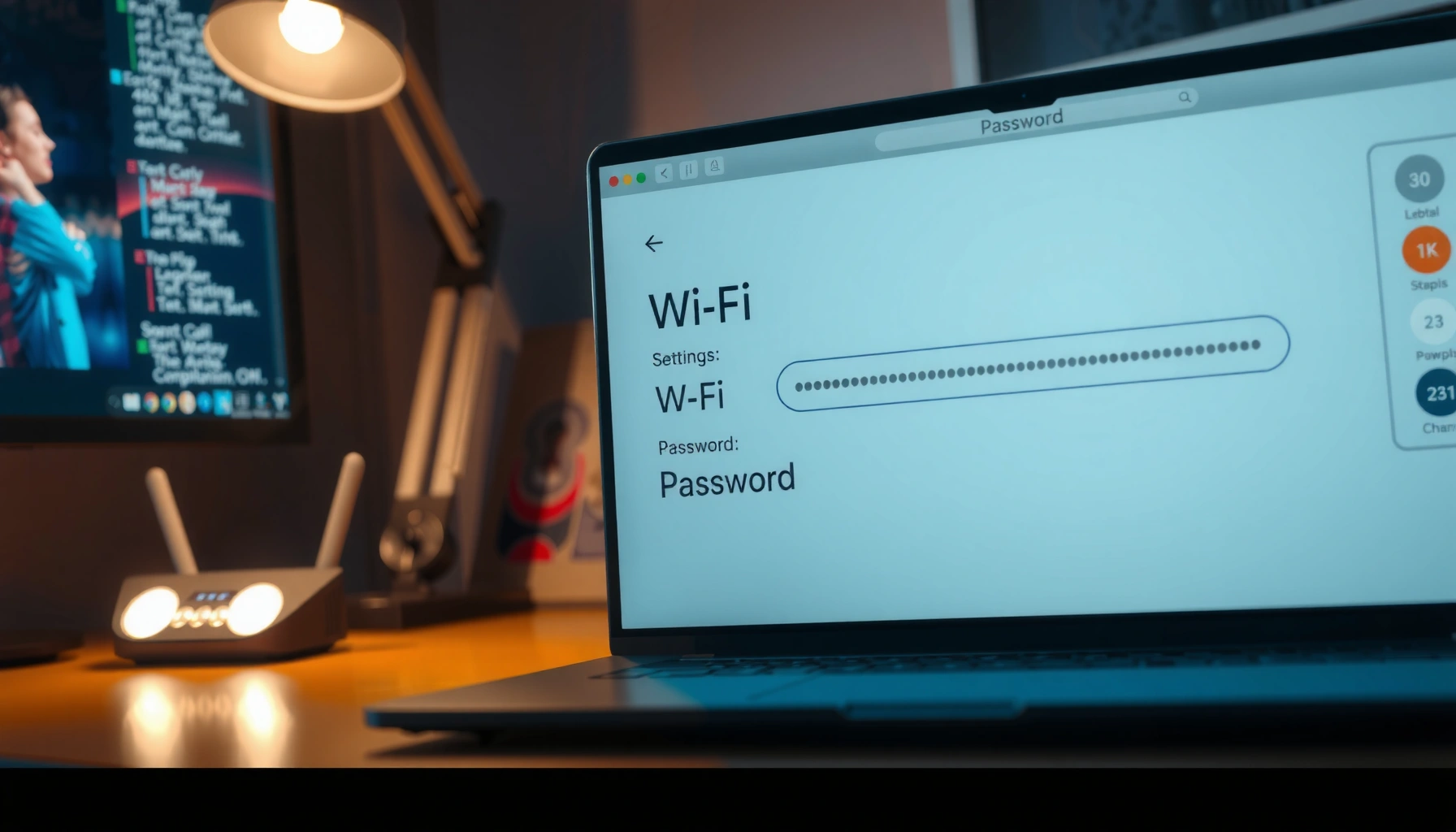 A person searching for their network password on a computer screen.