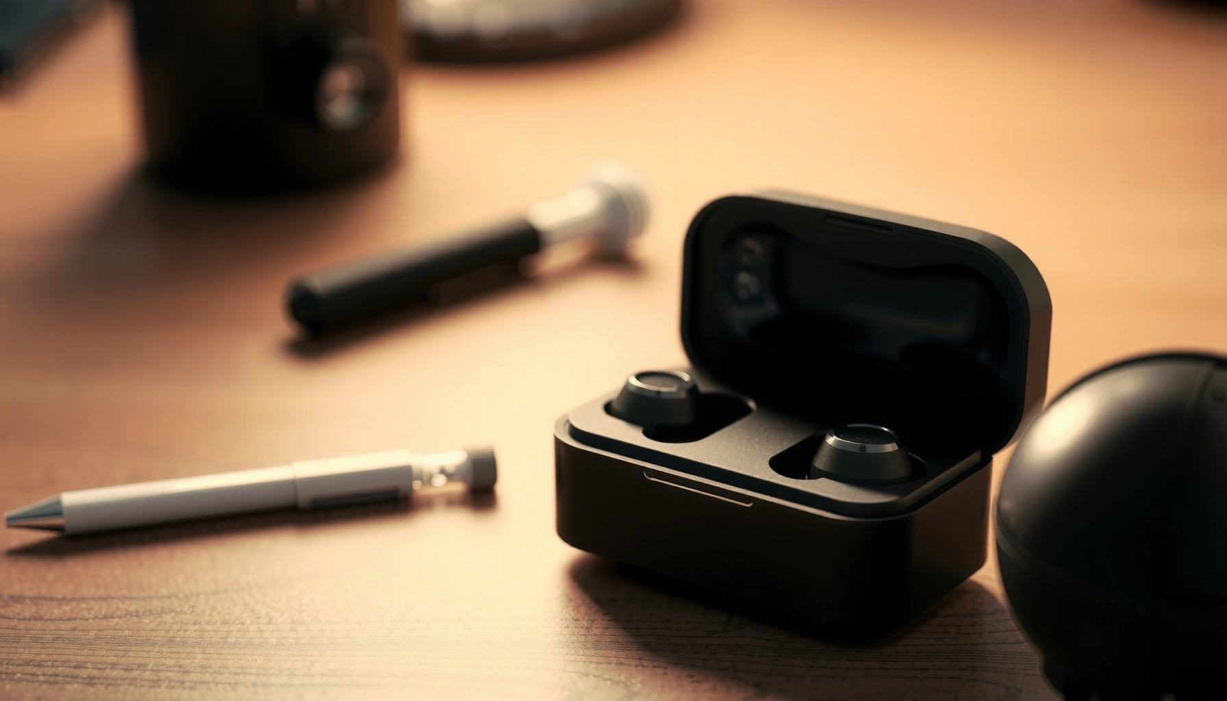 Illustration showing the functions and uses of earbuds in various scenarios.