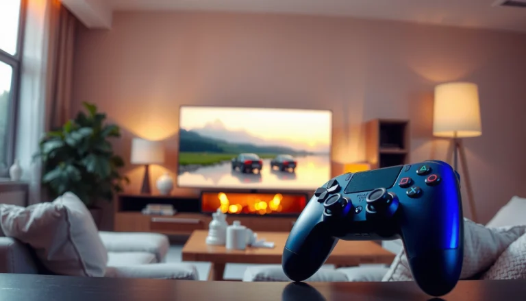 A variety of game controllers compatible with Samsung Smart TV displayed on a table.