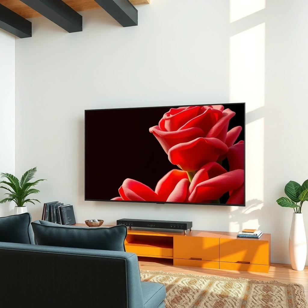 Various cleaning supplies for safely cleaning a smart TV screen, including microfiber cloths and gentle cleaners.