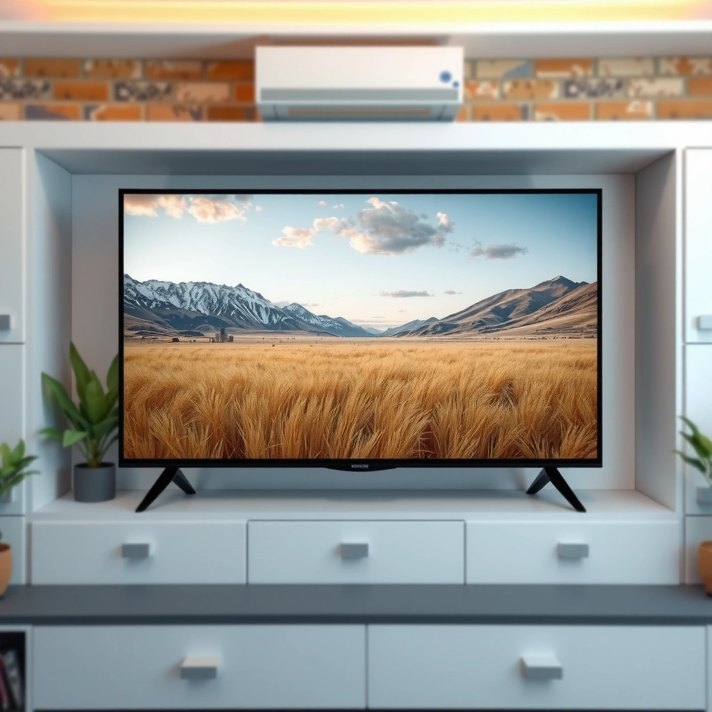 A collection of safe cleaning supplies for smart TV screens, including microfiber cloths and gentle cleaners.