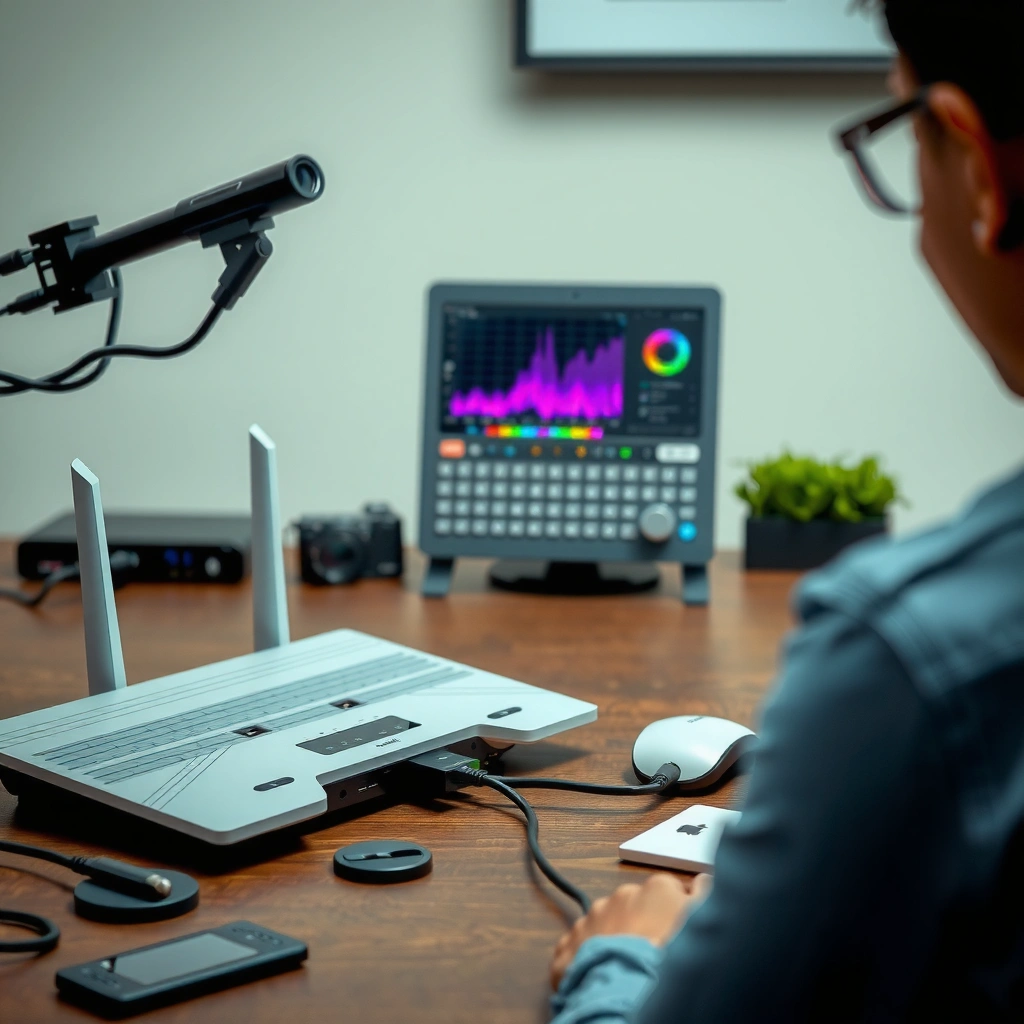 Tools needed for setting up a router with a modem, including cables and manuals.
