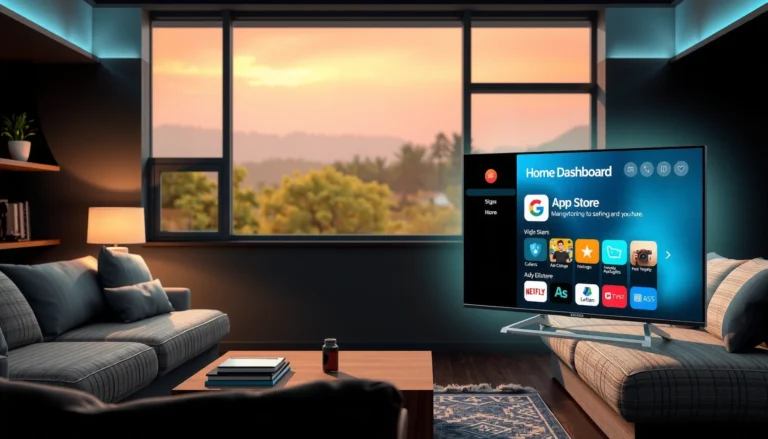 A user navigating app options on a Smart TV screen to download applications.