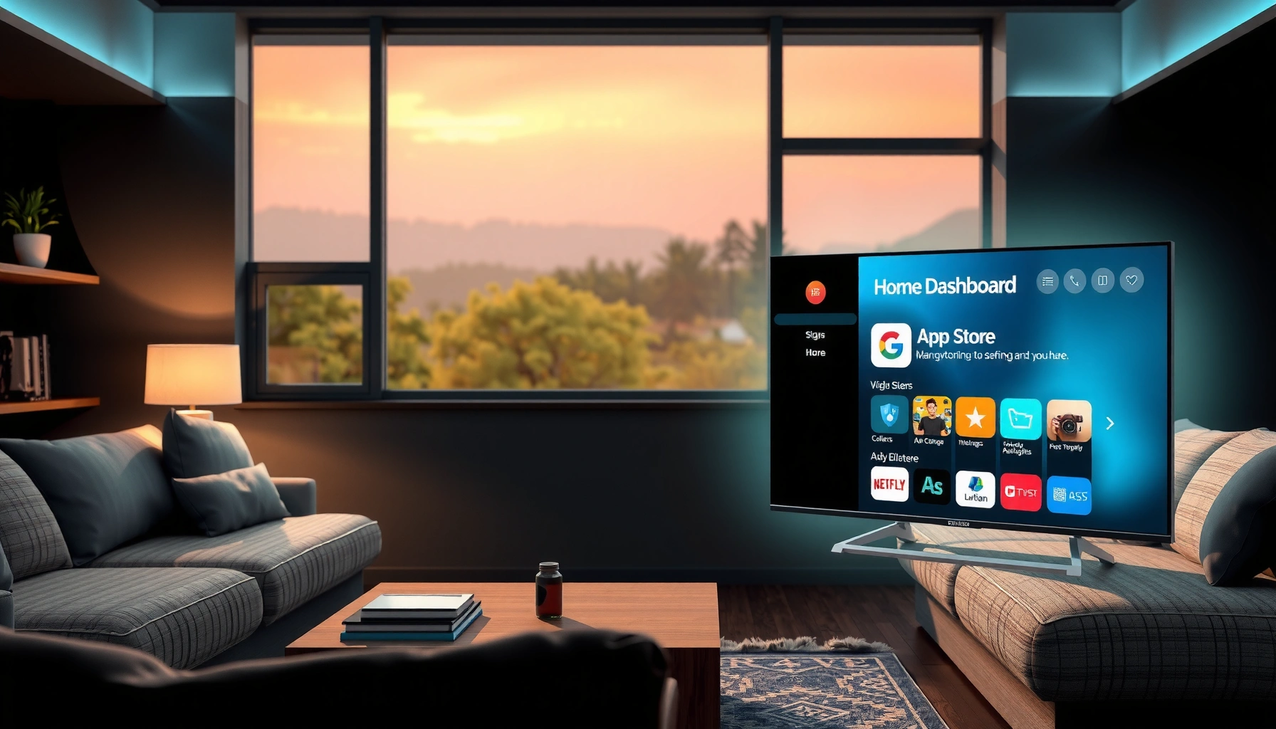 A user navigating app options on a Smart TV screen to download applications.