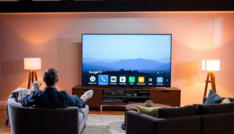 Illustration of a Google Smart TV showcasing key features and functionalities.