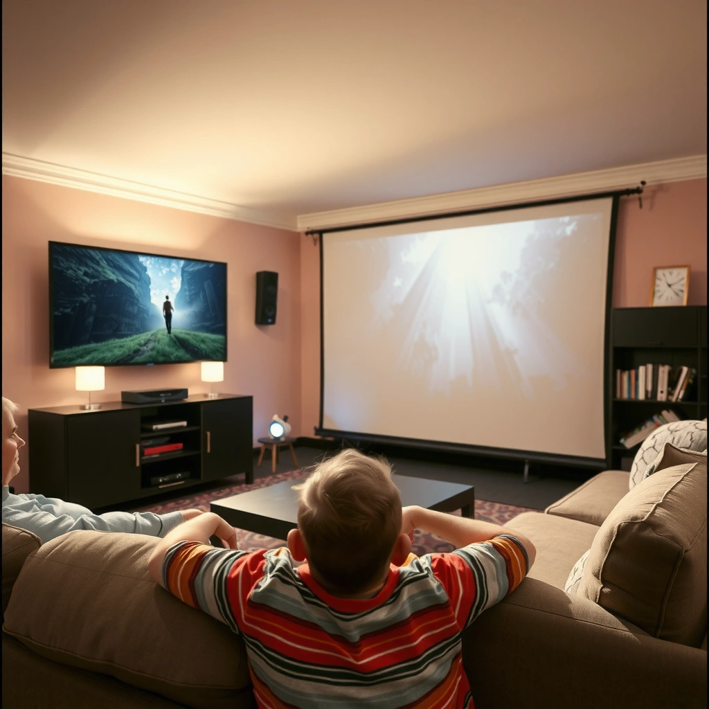 Illustration of light source and image creation in home movie projectors