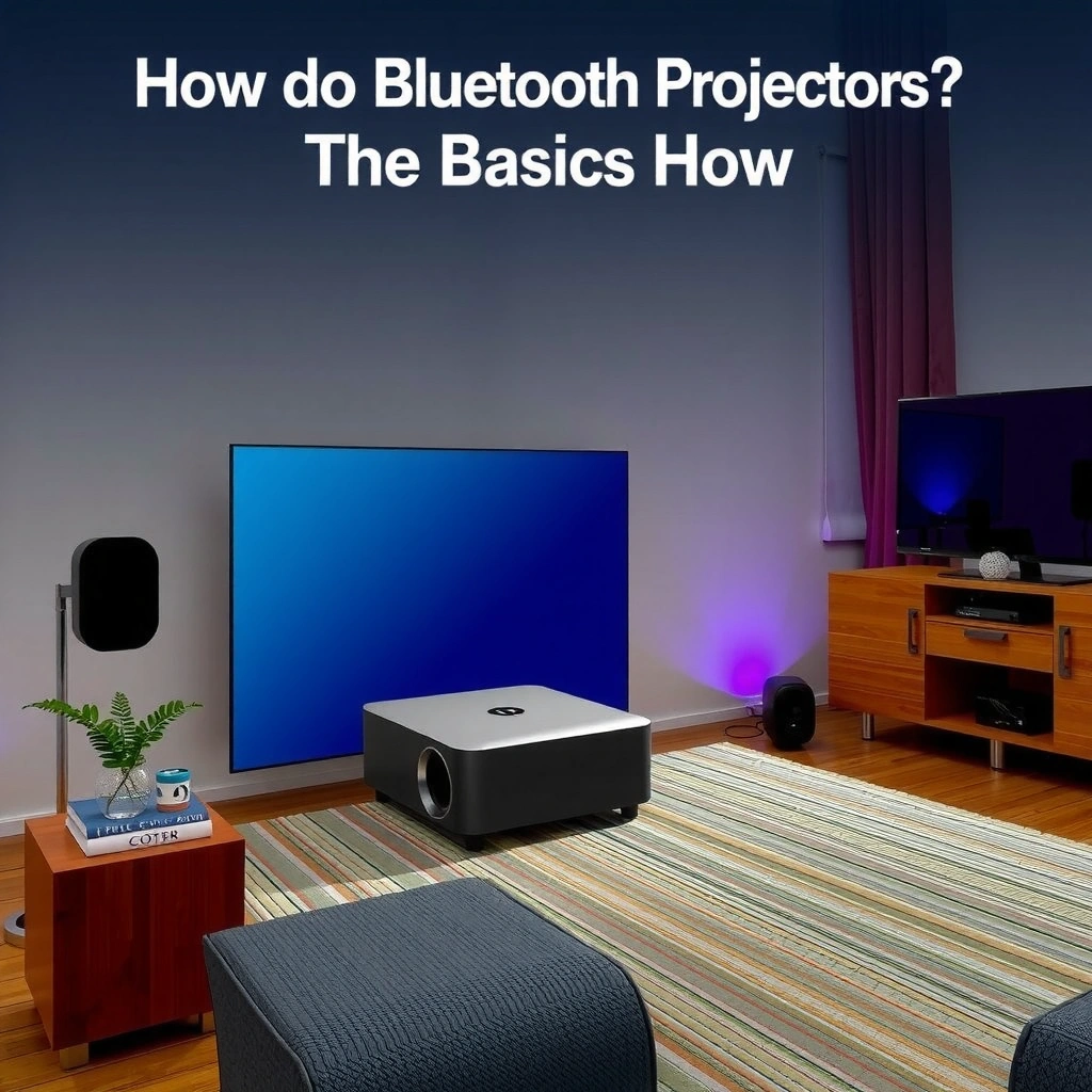 Diagram illustrating how Bluetooth projectors connect to devices wirelessly.