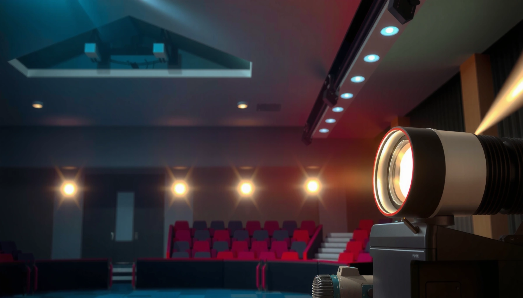 Diagram illustrating how a cinema projector works, showcasing the process from light to screen.