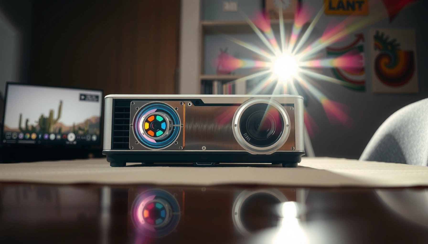 Illustration explaining how LCD projectors work in a step-by-step guide.