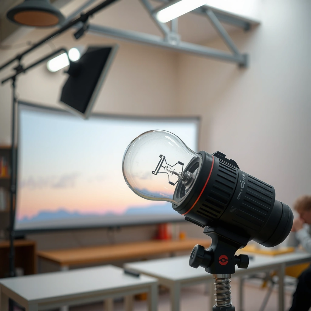 Illustration showing how a projector bulb generates light for images and presentations.