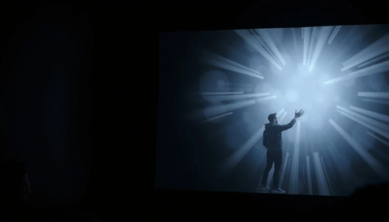 Illustration showing how a projector screen displays images in a dark room.