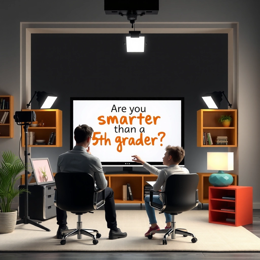 Diagram explaining how the Are You Smarter Than a 5th Grader TV show functions and its question format.