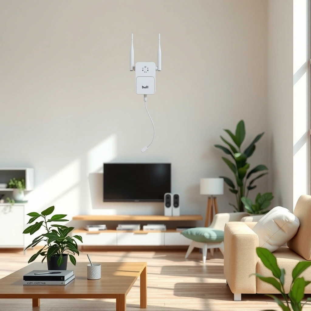 Diagram illustrating how a WiFi extender boosts signal strength in a home network.