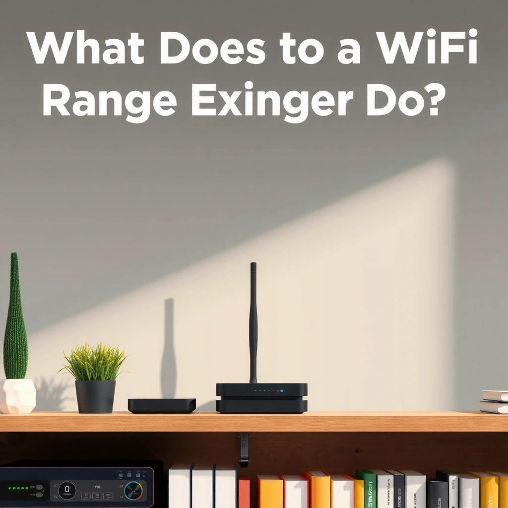 Diagram illustrating how a WiFi range extender boosts internet signal coverage.