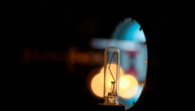 A close-up of a projector bulb, illustrating signs of a bad bulb for projector maintenance.