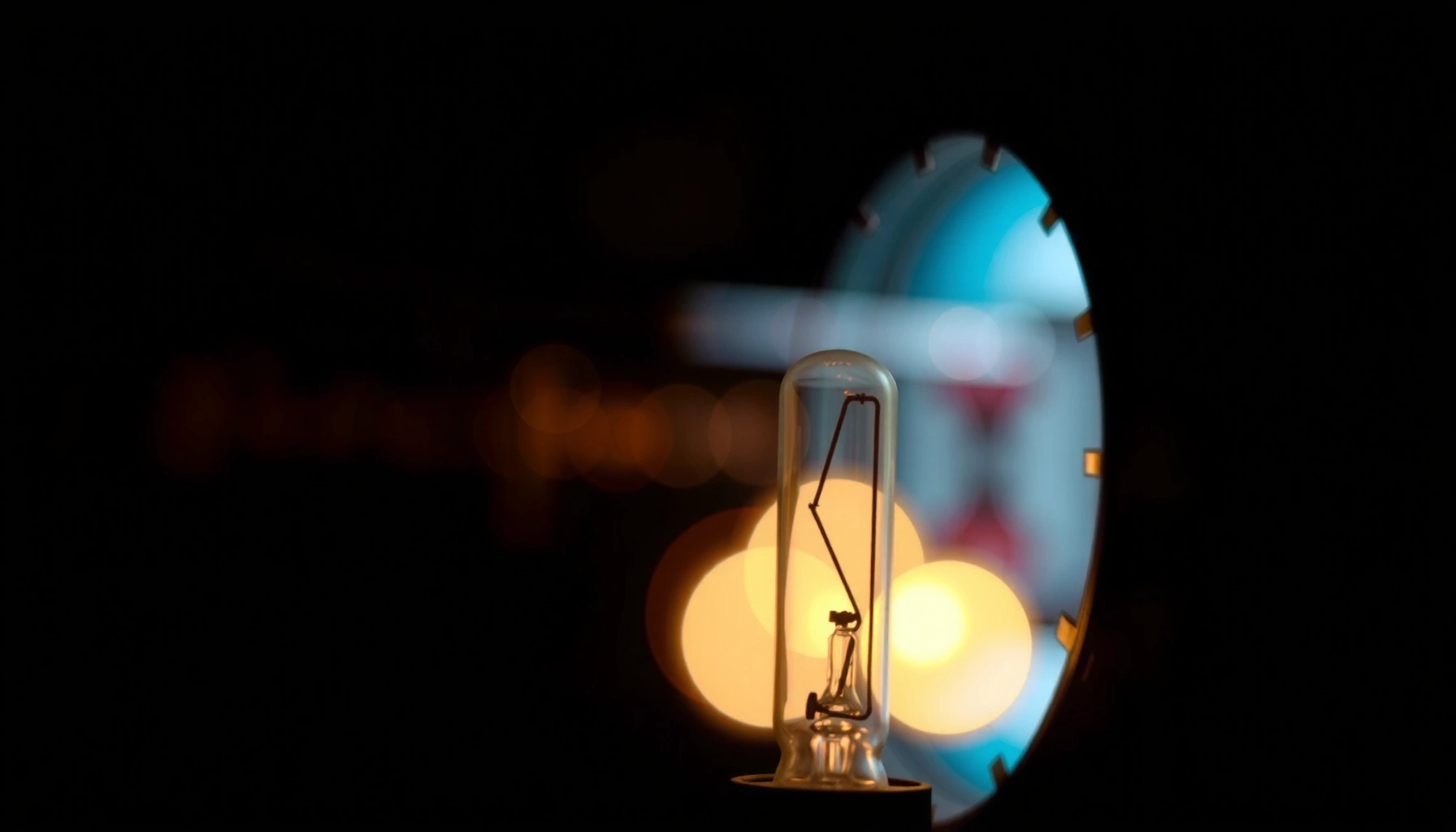 A close-up of a projector bulb, illustrating signs of a bad bulb for projector maintenance.