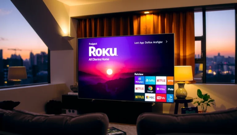 A smart TV displaying the Roku interface, exploring whether Roku is free to use.