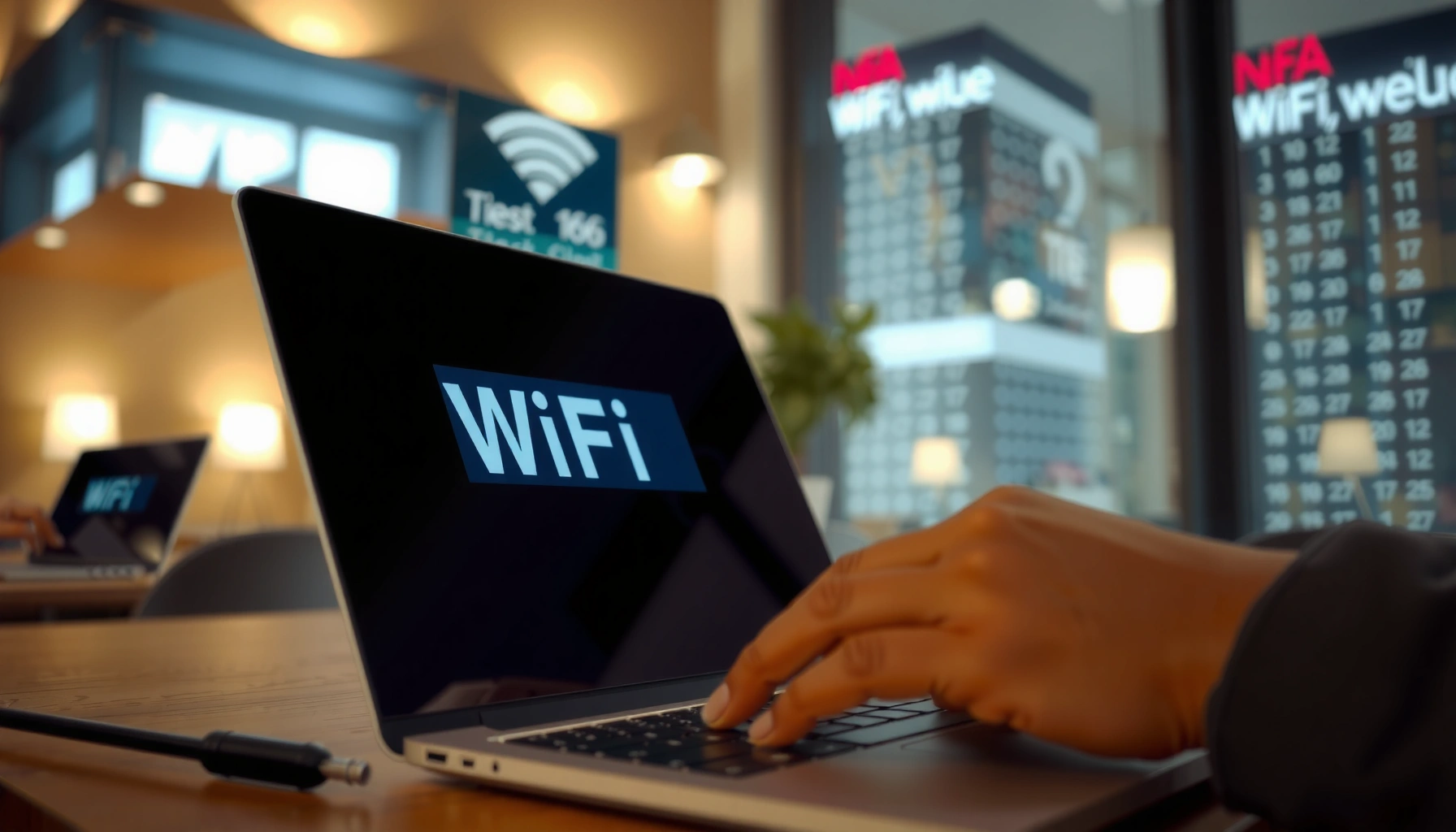 A laptop screen displaying methods to find WiFi password quickly.