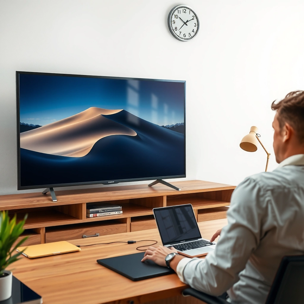 Illustration of MacBook and Smart TV connection options for seamless setup.