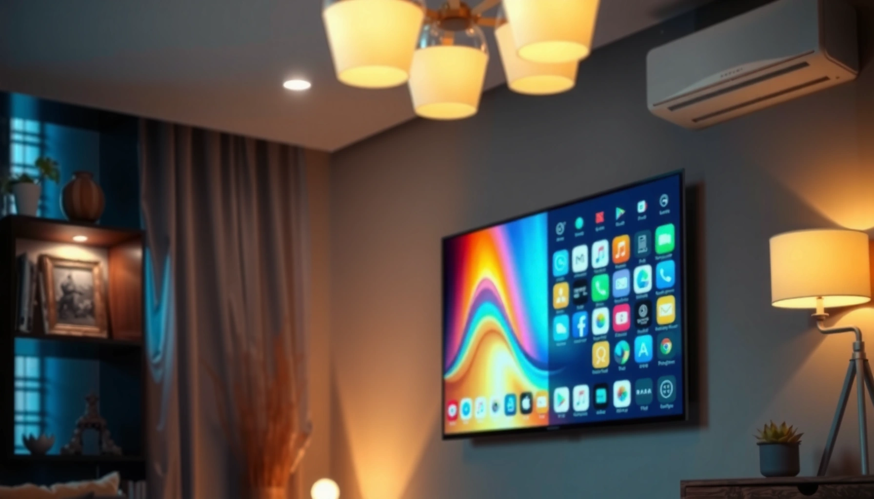 An illustration explaining the meaning of a Smart TV and its features.