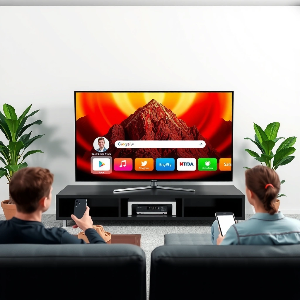 Diagram showing how to measure smart TV screen size diagonally in inches.