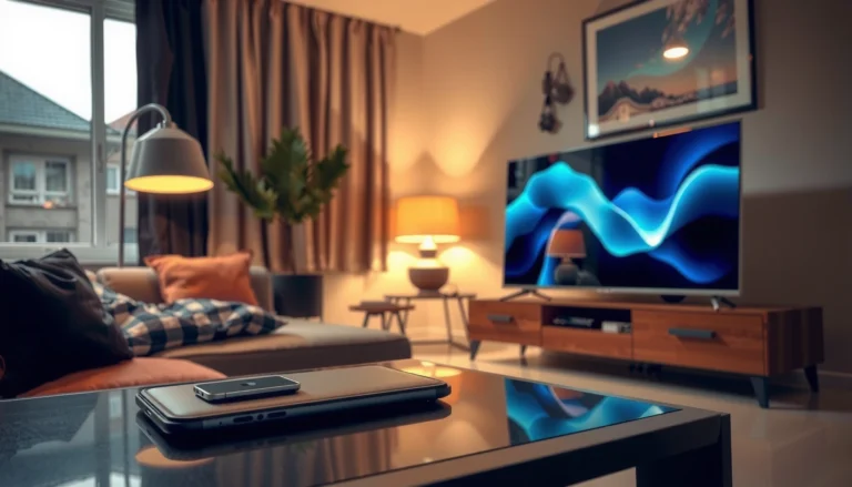 An iPhone screen mirrored on a smart TV, showcasing the mirroring process.