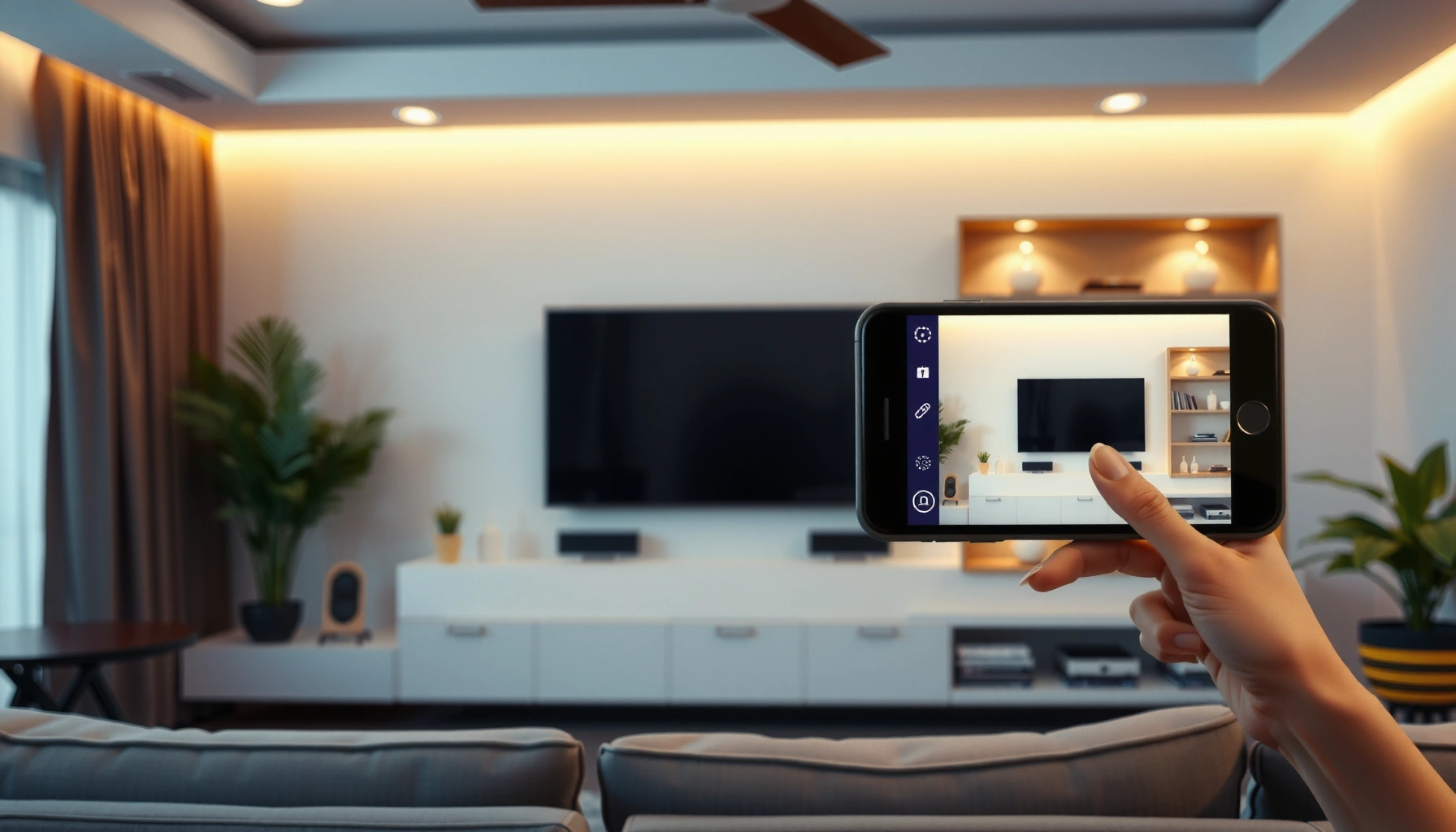 A smartphone displaying content mirrored to a smart TV screen, illustrating phone-to-TV mirroring.