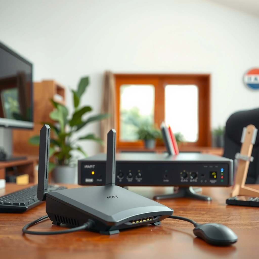 Illustration comparing the functions of a modem and a router in home networking.