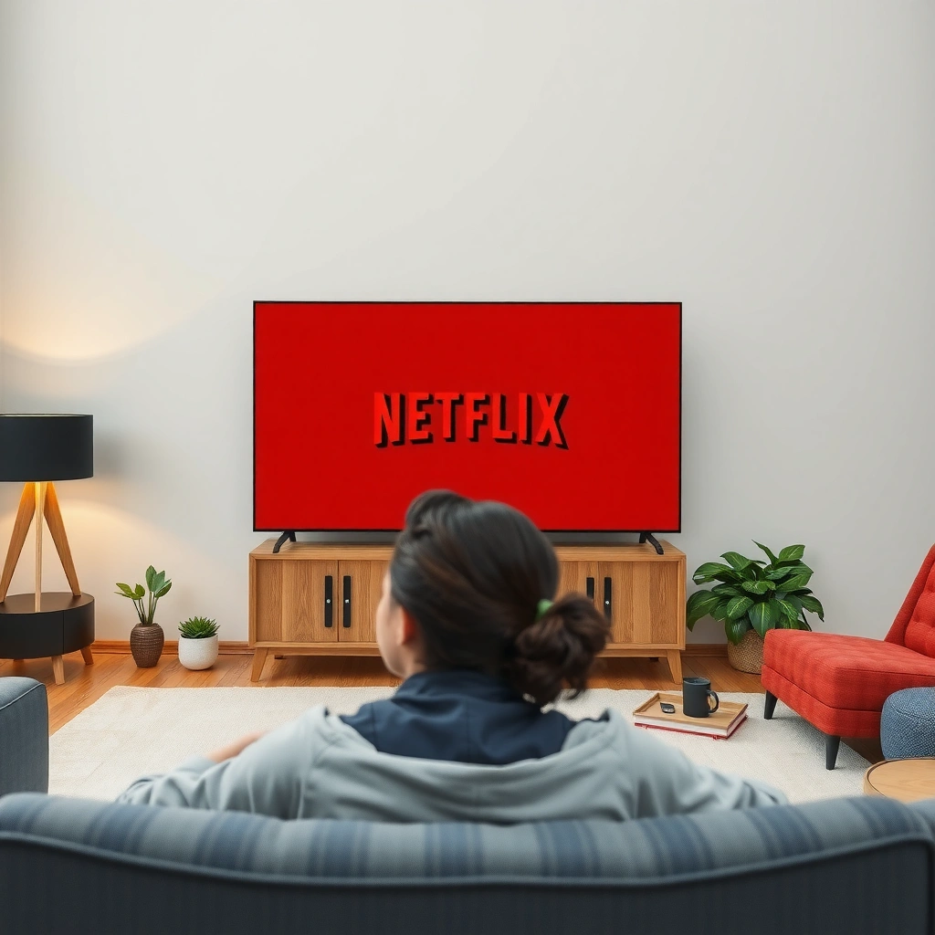 Smart TV home screen displaying the Netflix app for easy access.