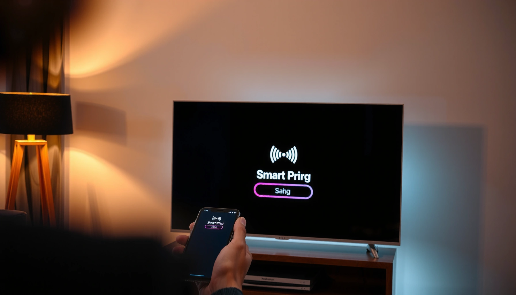 A user pairing their smartphone with a smart TV for seamless connectivity and streaming.