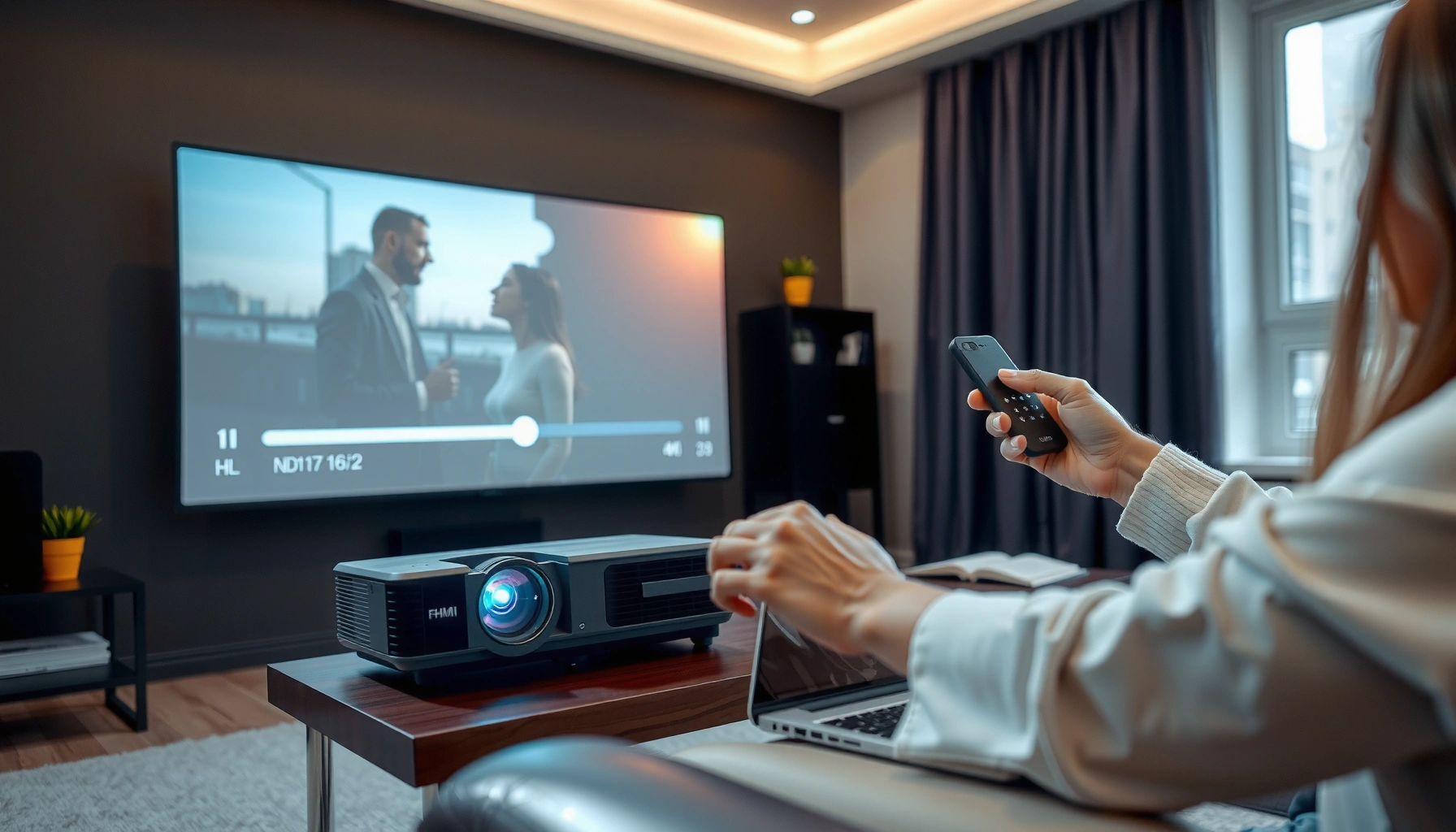 Step-by-step guide on how to play a movie using a projector for clear viewing.