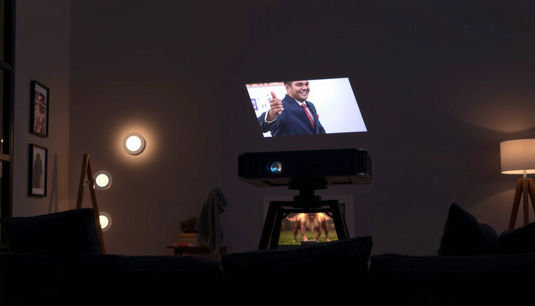 Step-by-step guide to playing movies on a projector with clear instructions and visuals.
