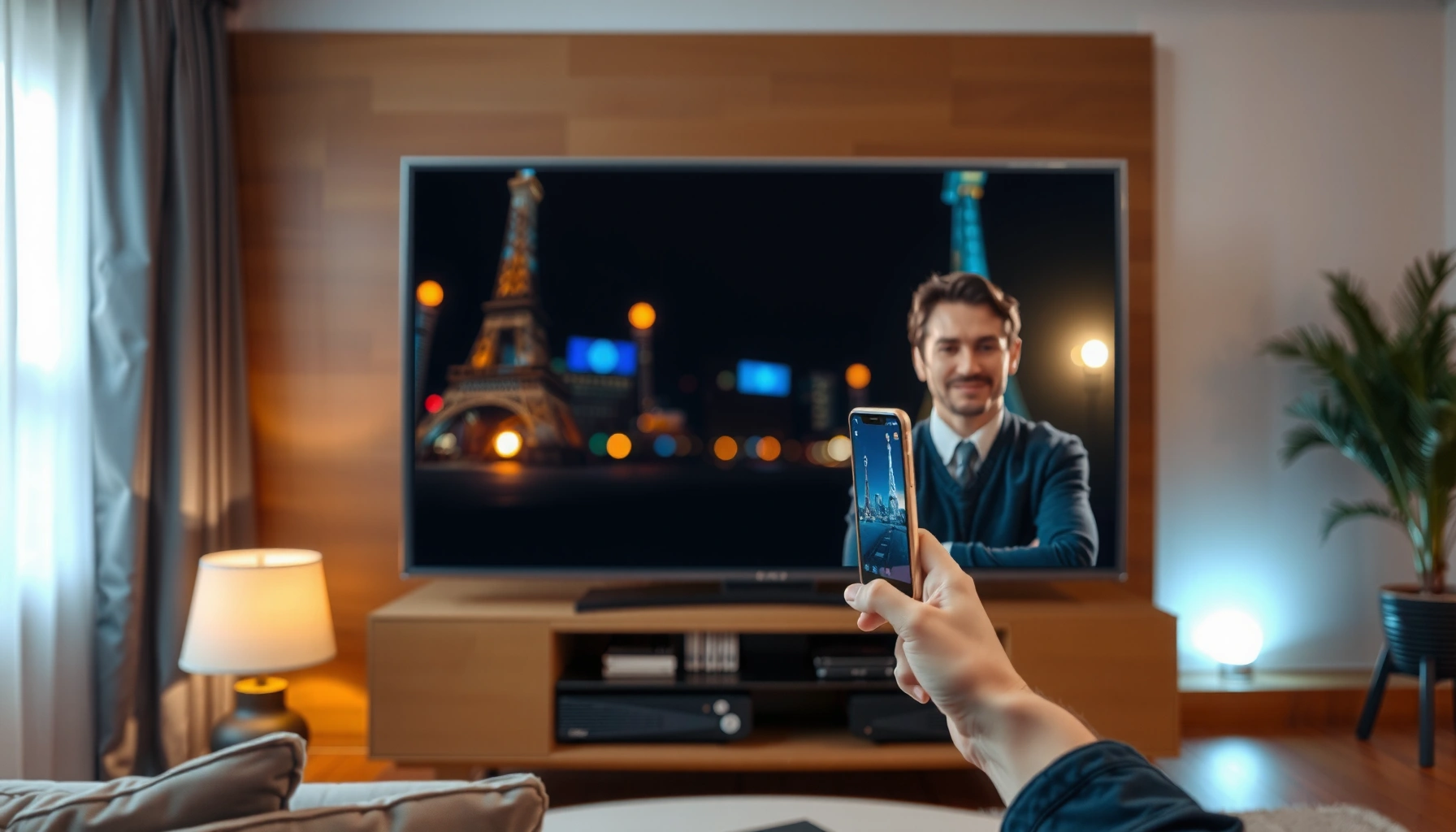 Step-by-step guide on projecting a phone screen to a TV for easy viewing.