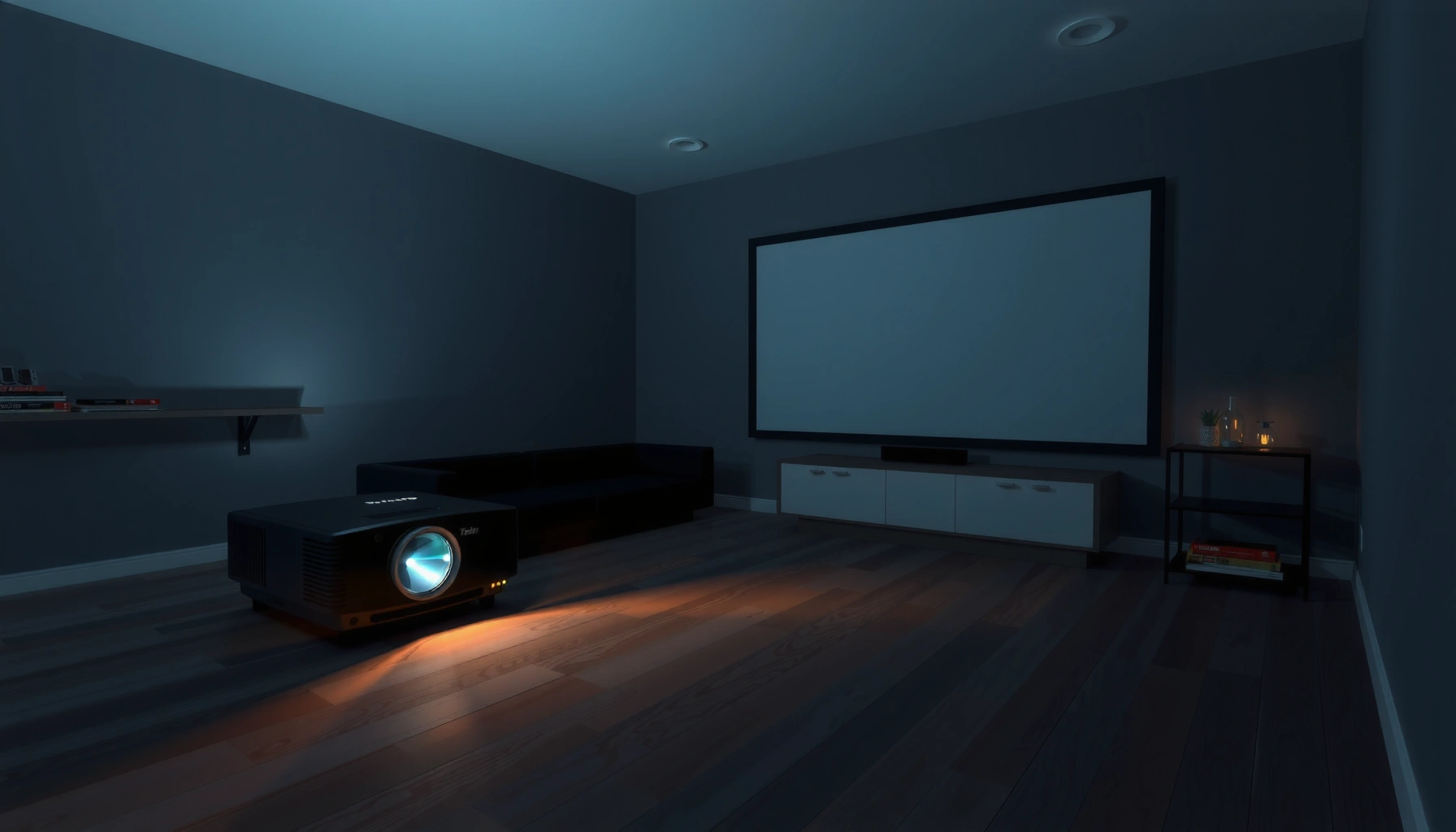 Illustration showing how close a projector can be placed to a screen for optimal viewing.