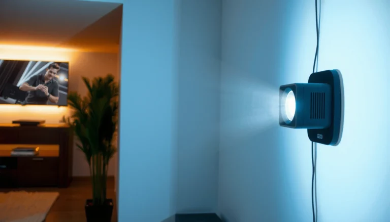 Image showing a projector displaying an image on a plain white wall, exploring projector functionality.