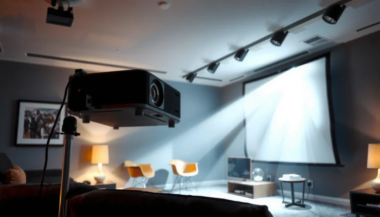 Image illustrating how to set up a projector at an angle for optimal viewing.