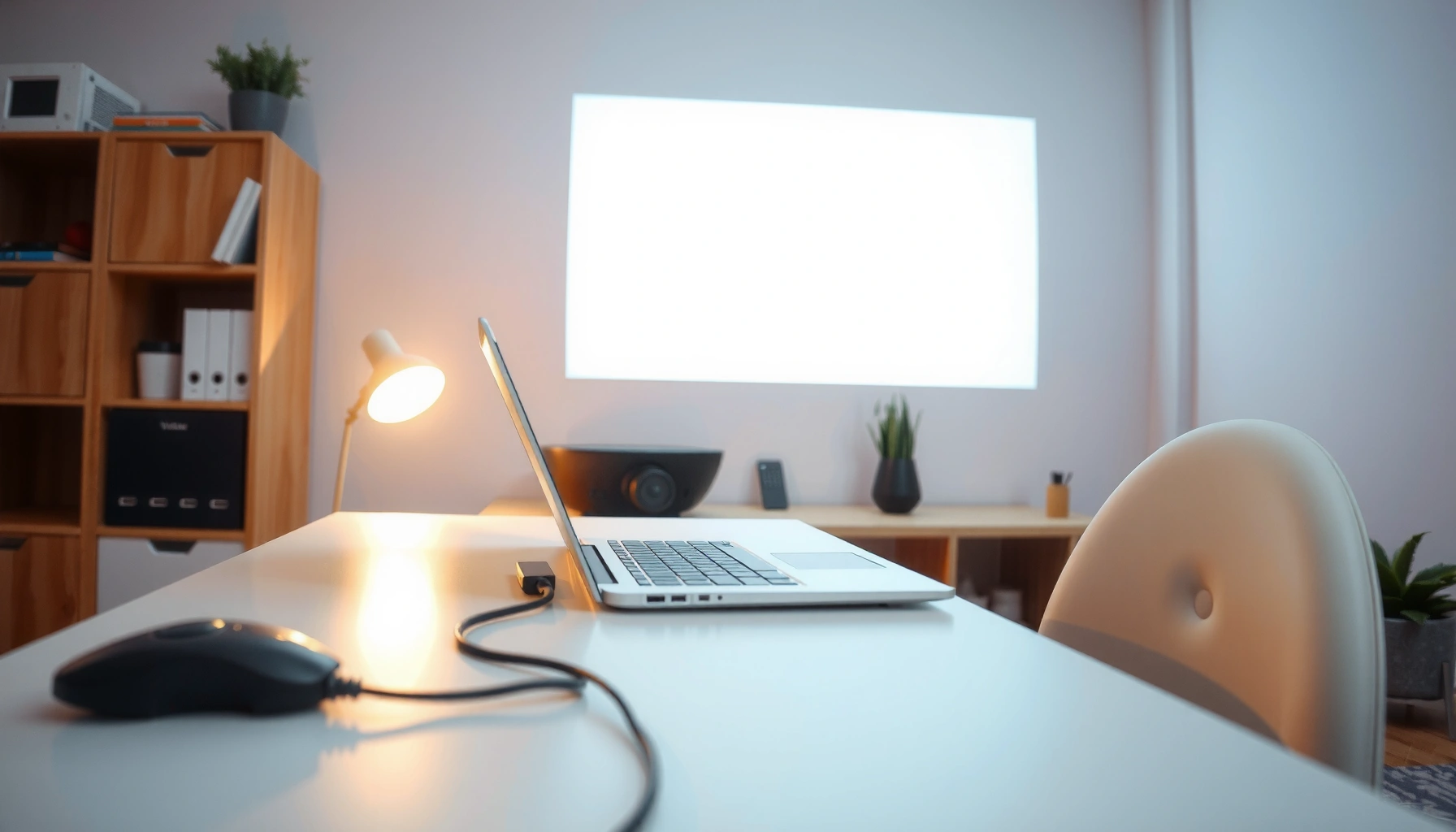 Step-by-step guide on connecting a projector to a laptop for presentations.