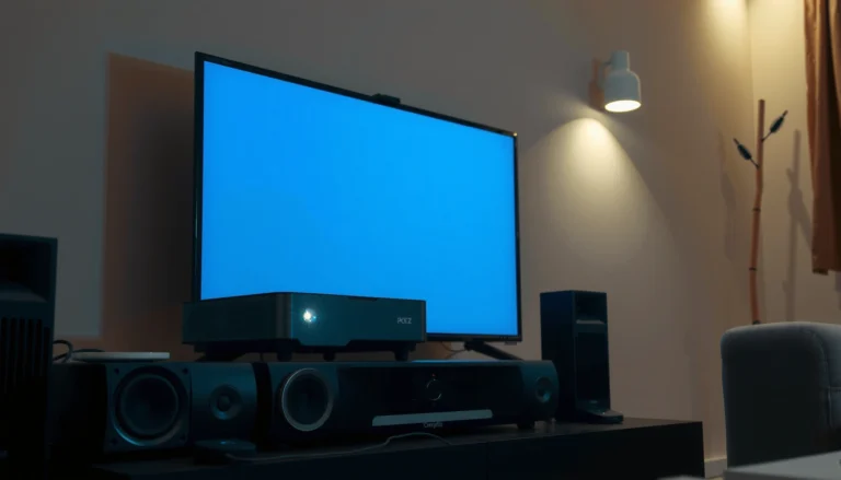 A projector setup with speakers, illustrating the need for audio in projector use.