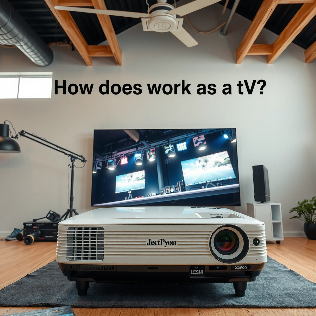 Diagram showing how a projector receives TV signals for display