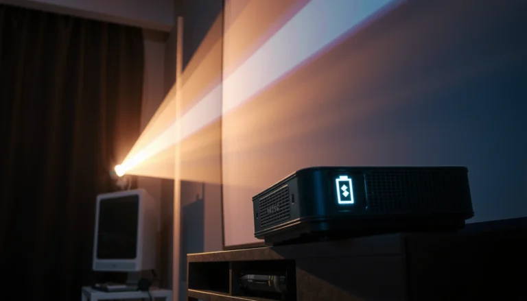 A projector with a focus on its battery compartment, exploring if projectors use lithium batteries.