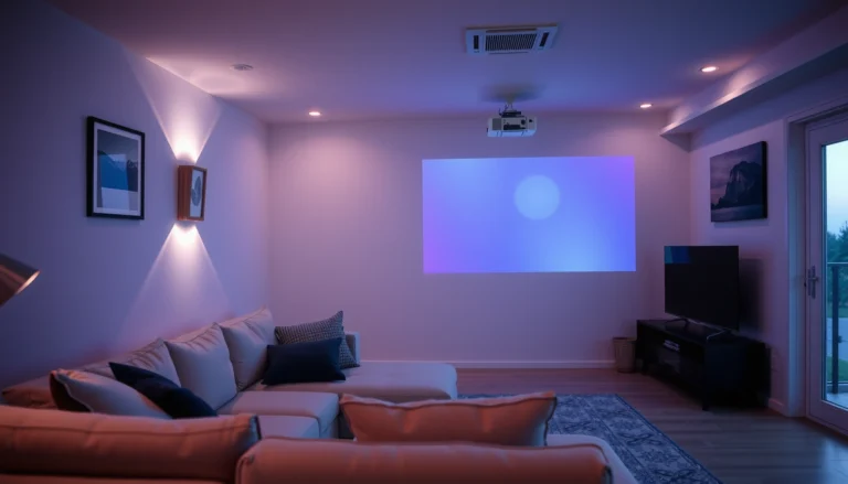 A projector displaying an image on a white wall, illustrating the effectiveness of projectors on white surfaces.
